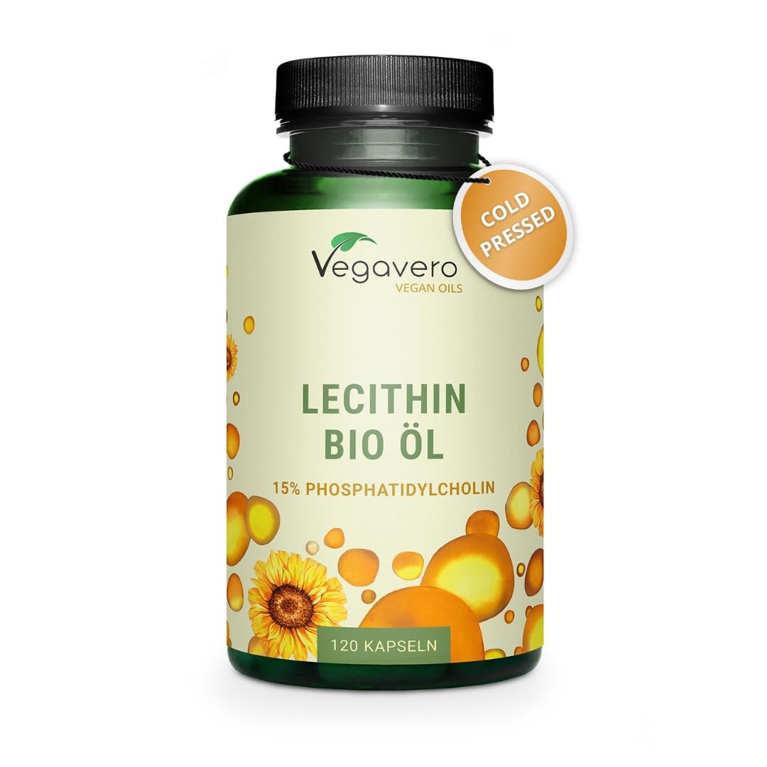 Organic Lecithin Oil 1800 mg | Highly Dosed | Sourced from Sunflowers | 120 Capsules | NO Additives | Vegan | 15% Phosphatidylcholine