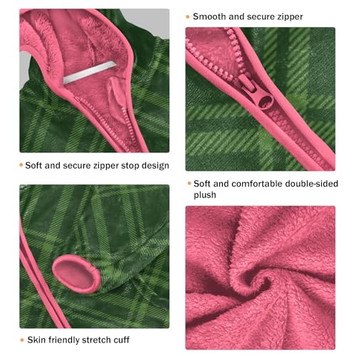 Tartan Black Green Check Kids Sherpa Jacket3