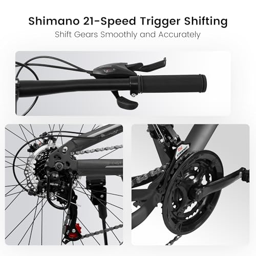 Image of Ecarpat 24 /26 /27.5 Inch Mountain Bike, Full /Front Suspension Mens Boys Mountain Bike with 21 Speed Steel Frame and Dual Disc Brakes, Adult Sport Bicycle for Trail City Road, Gift Choice