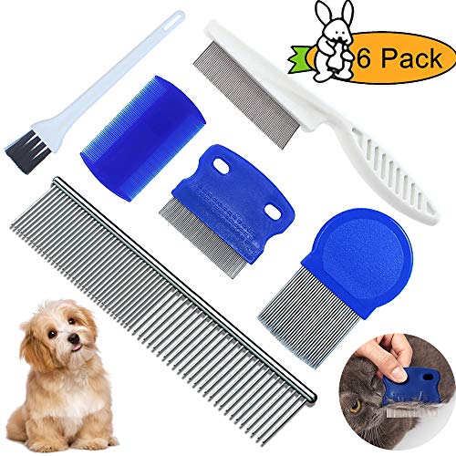 GNAWRISHING Flea Comb 6Pcs with High Strength Teeth Durable Pet Tear Stain Remover Combs, Pet Dog Cat Grooming Comb Set Effective Float Hair Remover…