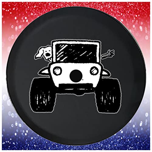 JL Spare Tire Covers Driving with The Dog for Adventure Paws Tire Accessories Car Accessories Black 32 to 33 Inch with Backup Camera Hole