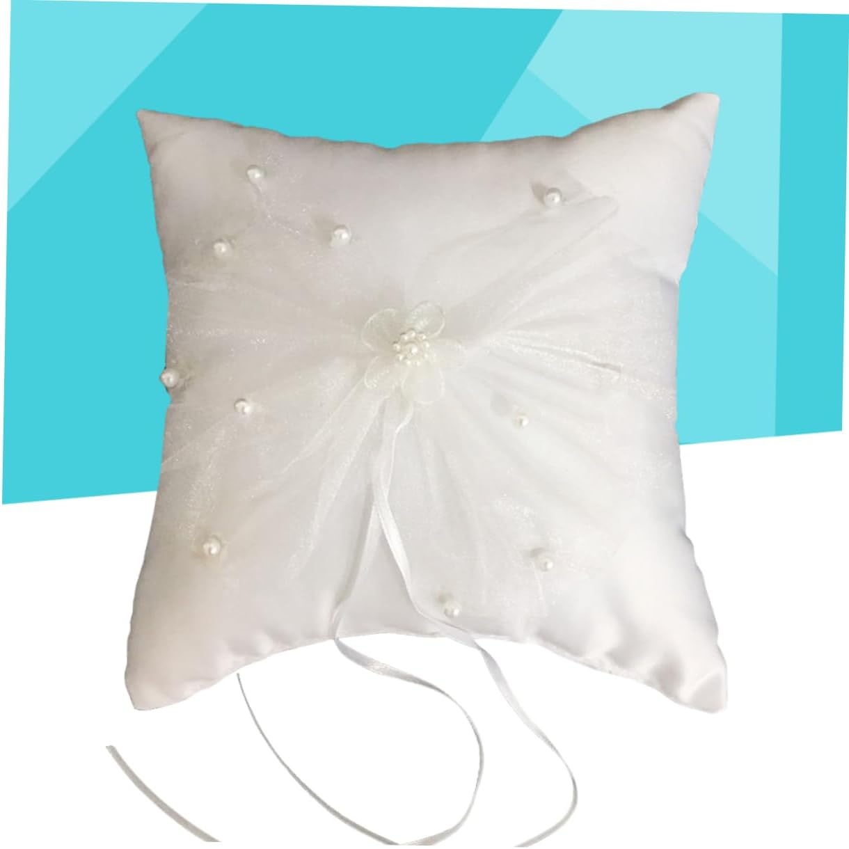 Ciieeo 3pcs Wedding Ring Pillow Cushion Lace Ribbon Decor for Ceremony Engagement Compact Graceful Design for Display