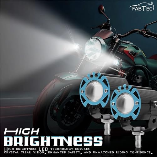 Image of FABTEC G16 LED Fog Light Mini Drive for Bike & Scooty - Waterproof Dual Color Yellow White Fog Light, Super Bright High Power Auxiliary LED Light with Clamp & Switch