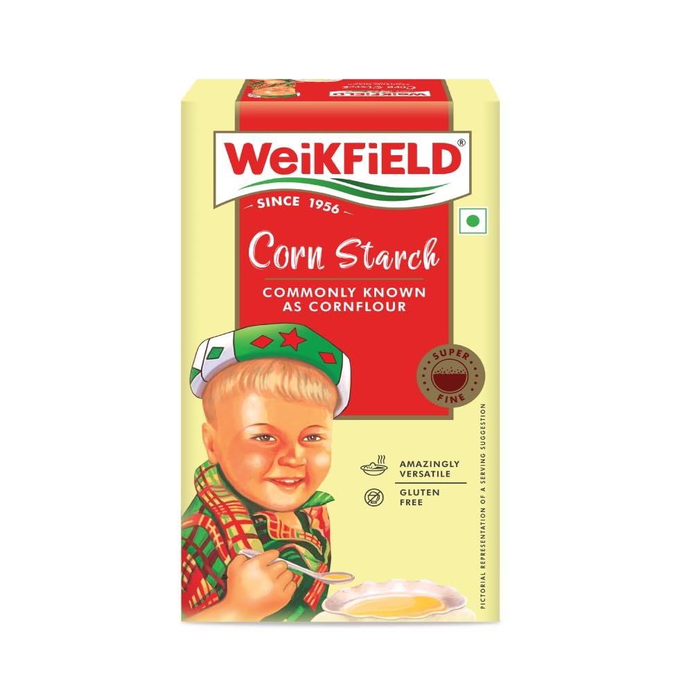 Weikfield Corn Starch Powder| Gluten-Free Cornflour for Baking, Sauces, Gravies, and Puddings| Perfect Thickening| Makes Smooth, Lump-Free Paste| 100 g Carton