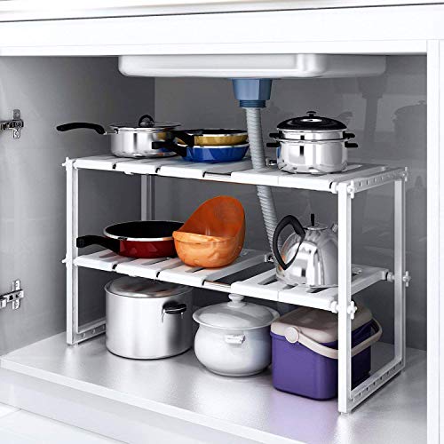 Nyana Home | Estanteria bajo Fregadero | Almacenaje Cocina | Multifuncional | 2 Niveles | 39-66 x 26 x 38cm