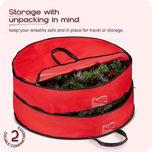 Nakior Christmas Double Wreath Storage Bag – 30 Inch Xmas Wreath Storage Container – Stores 2 Wreath’s Upto 30” Each– Garland Bag Made From A Durable 600 Oxford Fabric #TOP3