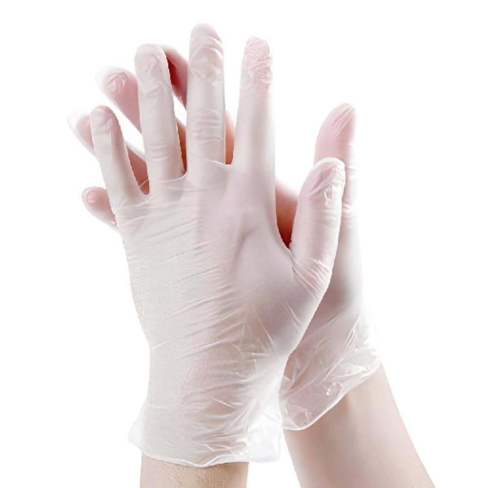50 guantes de plástico transparente desechables seguros para alimentos, guantes de peluquería, guantes de vinilo, guantes de trabajo para servicio de alimentos, cocina, limpieza,