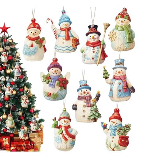 de muñeco de nieve, juego de de madera, figuras de muñeco de nieve, 9 piezas de madera, colgante coleccionable para cocina, jardín, pared, ventana, patio, hogar, árbol al aire libre