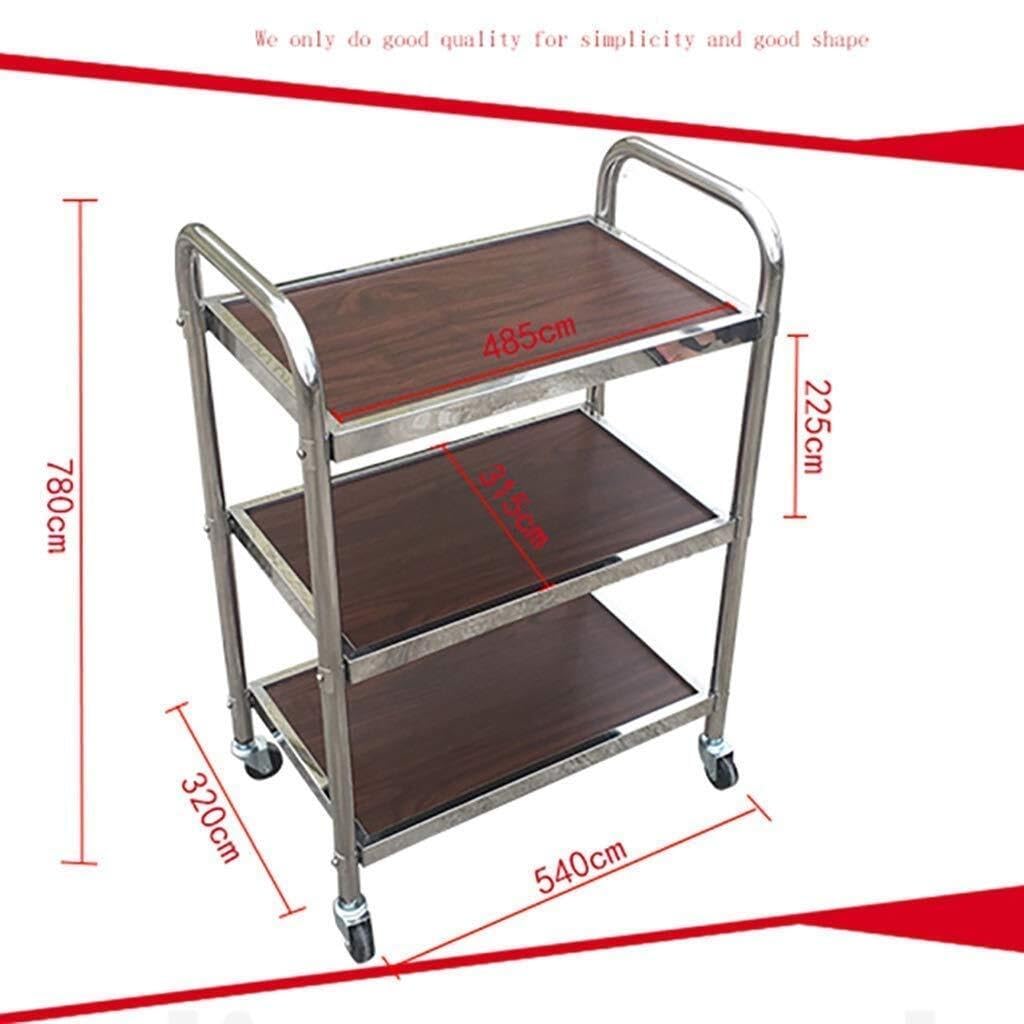 Carrello da portata a 3 livelli in acciaio inox per vino e cibo e hotel, ruote silenziose, capacità 100 kg, facile da montare, perfetto per eventi e catering