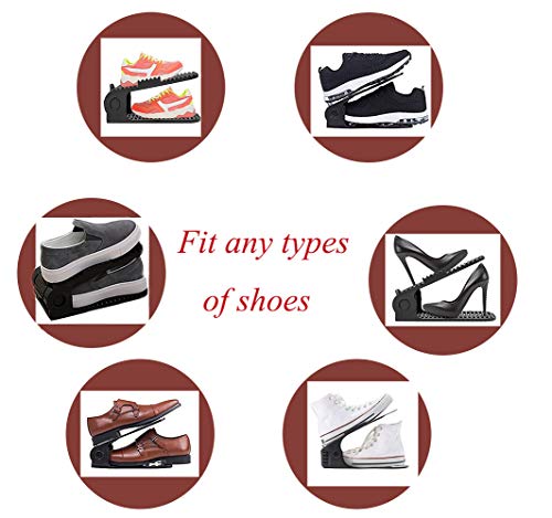 Yagizaai Bayou Shoe Slots, 2 Pcs Shoes Slots Organizer, 4-Level Adjustable Shoe Stacker, Upgraded Shoe Space Saver, 50% Space-Saving Shoe Holders(Black) #TOP3