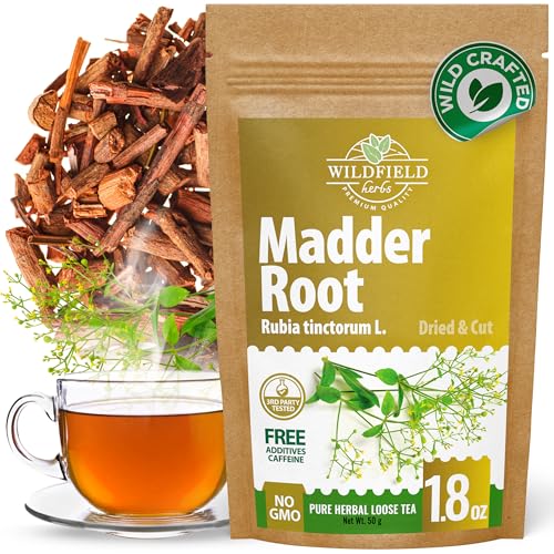 Image of 1.8 oz. Dried Madder Root Herb Tea (Rubia Tinctorum) Dried Cut Madder Roots Herbal Tea - 50g