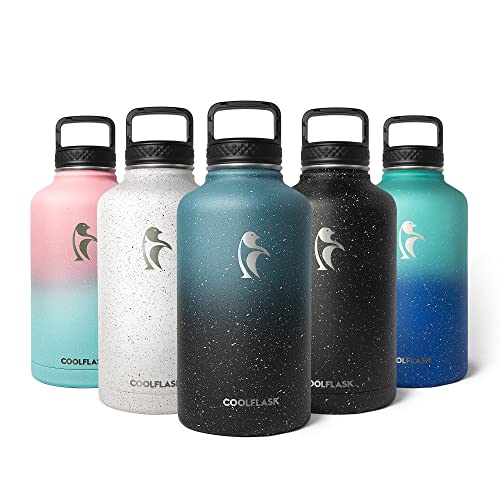 Coolflask 64 Oz Insulated Water Bottle With Straw&3 Lids, Half Gallon Insulated Water Jug Galaxy Large Metal Stainless Steel Flask For Gym, Sports And Office, Keep Cold 48H Hot 24H, Starry Night #TOP6