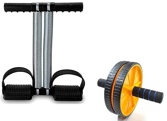 SIXTEEN Double Spring Tummy Trimmers with Abs Wheel Roller for Core & Strength Workout at Home & Gym Equipment Set-image-41