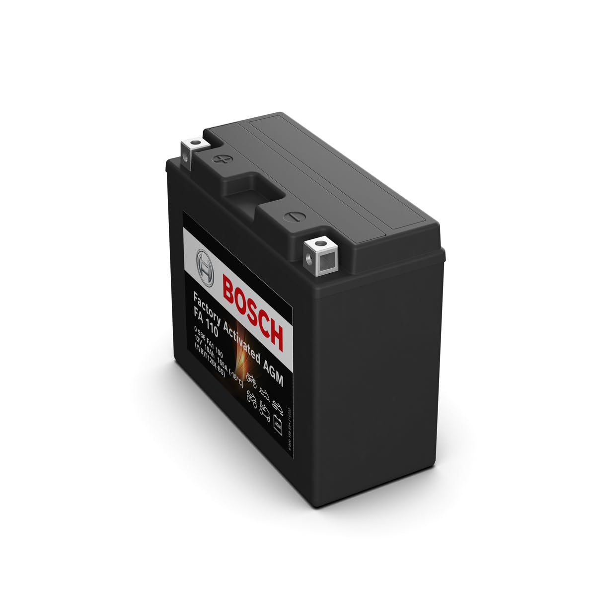 Bosch FA110 - Batería para Motocicletas AGM - 12V 165A 10Ah - Adecuada para motocicletas, motos de enduro, scooters, quads, motos de agua - Compatible M6019, BT12B-BS, BT12B