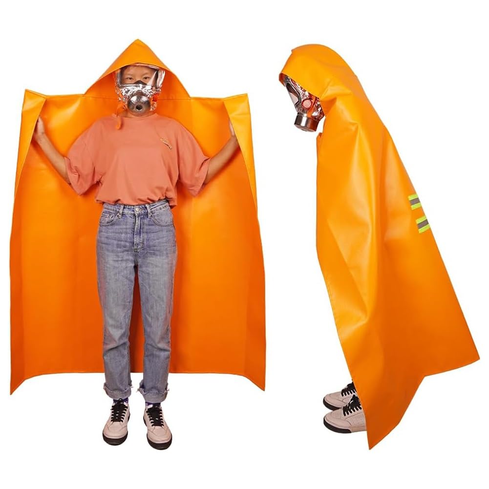 Capa Ignífuga con Capucha, Manta De Seguridad para Emergencias Contra Incendios para Adultos Y Niños Protección Corporal Completa Retardante De Llama De 1100 °C Reutilizable(1.5x1.6m)
