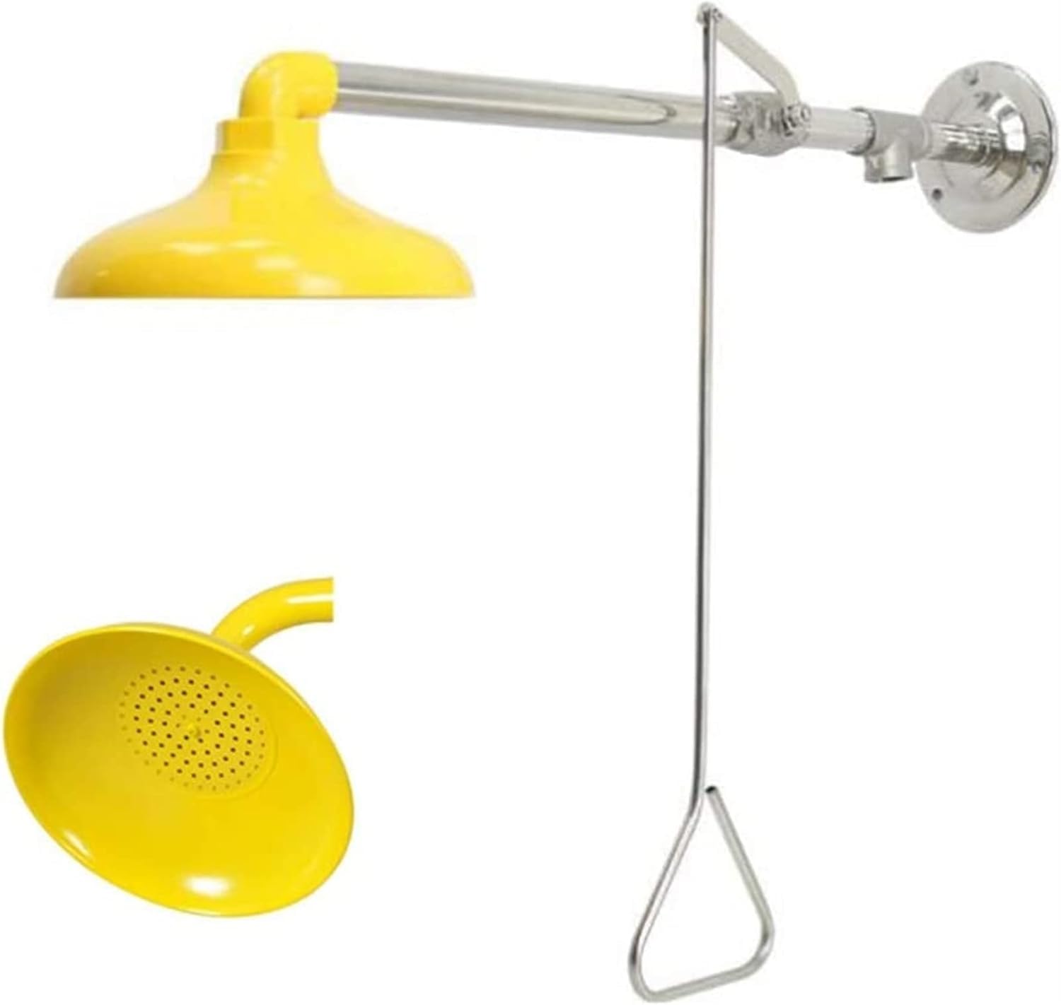 Station de douche oculaire d'urgence avec douche murale, design pour un débit d'eau élevé dans les environnements industriels et de laboratoire