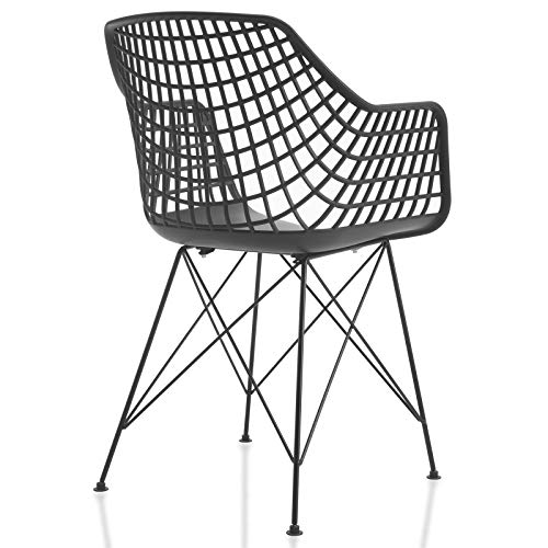 IDIMEX Esszimmerstuhl Alicante im Retro Design, Stühle Küchenstuhl Essstühle Armlehnstuhl, im 4er Set, Kunststoff in schwarz 6 IDIMEX Esszimmerstuhl Alicante im Retro Design, Stühle Küchenstuhl Essstühle Armlehnstuhl, im 4er Set, Kunststoff in schwarz – Bild 7