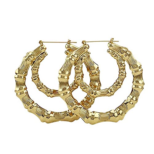 Bamboo Oversized Bamboo Hoop Earrings for Women (Double circle)