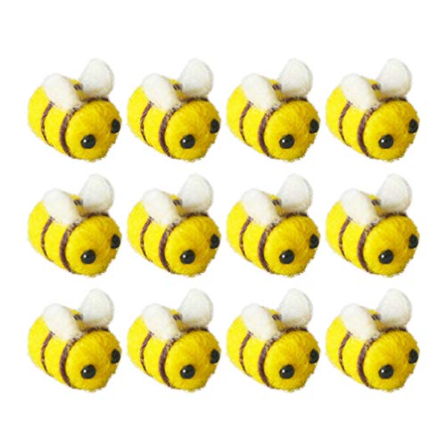 EXCEART 24PCS Wool Felt Bee Craft Balls Bee Craft Supplies Bee Day Party Decorations for Halloween Costume Baby Shower Gender Reveal Party Nursery Tent Decoration DIY Craft