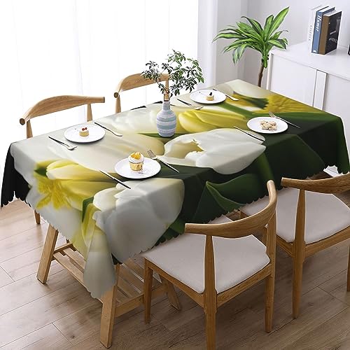 Nappe rectangulaire blanche anti-tache et infroissable pour salle à manger