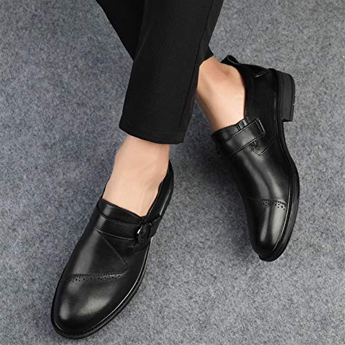 Dress Oxford for Men Slip On Round Toe Monk Strap Cowhide Low Top Rubber Sole Non Slip Block Heel Outdoor4
