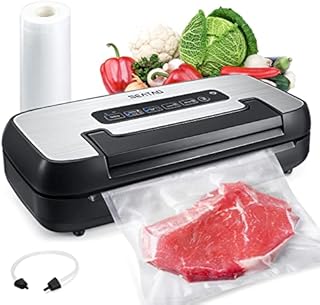 SEATAO VH5156 Commercial Vacuum Sealer Machine, 80kPa Automatic Air Sealing System vacuum sealers,with vacuum sealer bags Built-in Roll Storage & Cutter,Dry/Moist Sealing Modes,Canister / Pulse Function,Handle Locked Design,Black and Silver