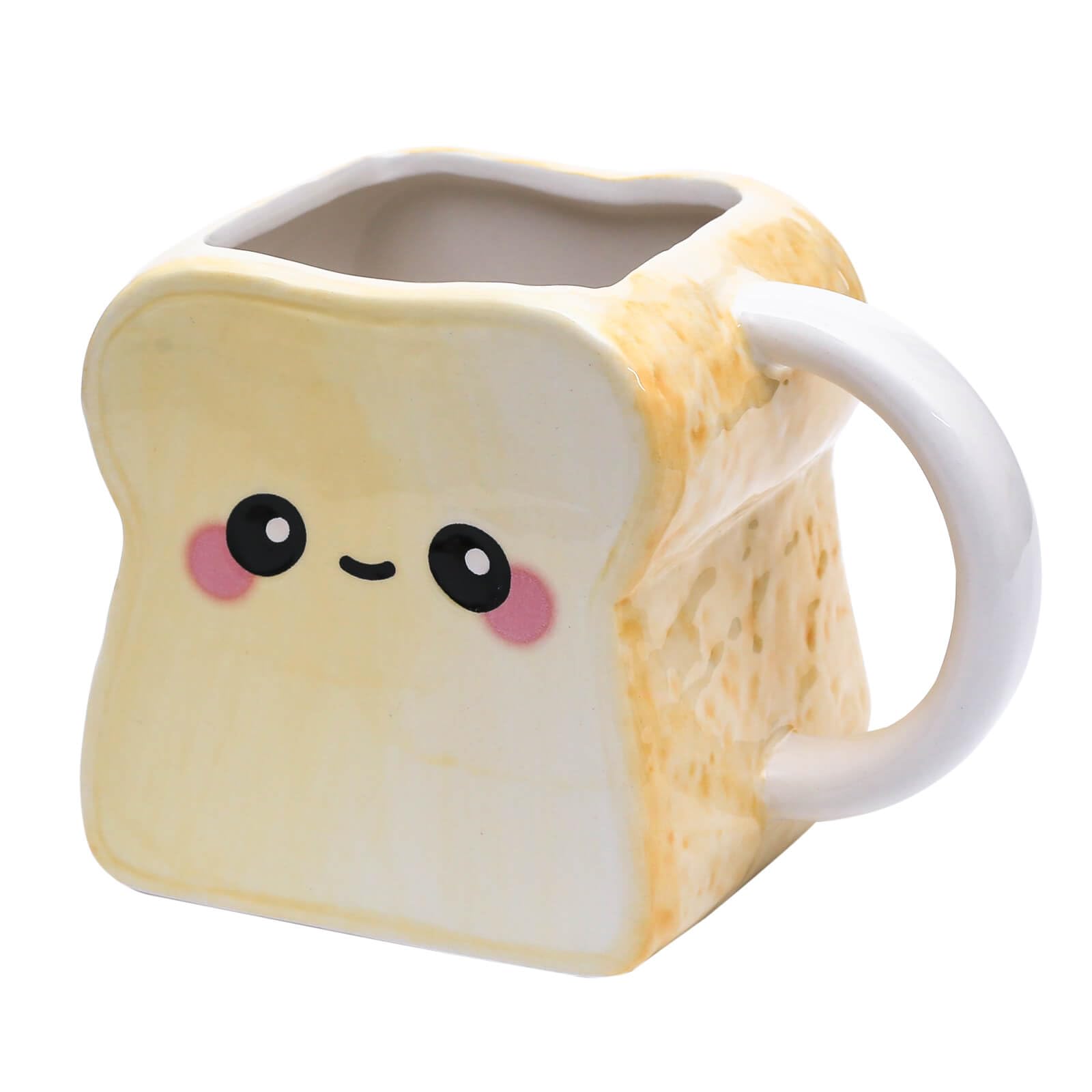 Dalekana Ceramic Mug for Coffee, Tea & Water, Creative Porcelain 3D Cup with Handle for Home & Office, 4" H, 20oz. Toast Bread Shape Mug Gift