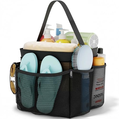 YASONIC Mesh Shower Caddy Portable for College Dorm Essentials Bag, 8 Pockets Hanging Basket for...
