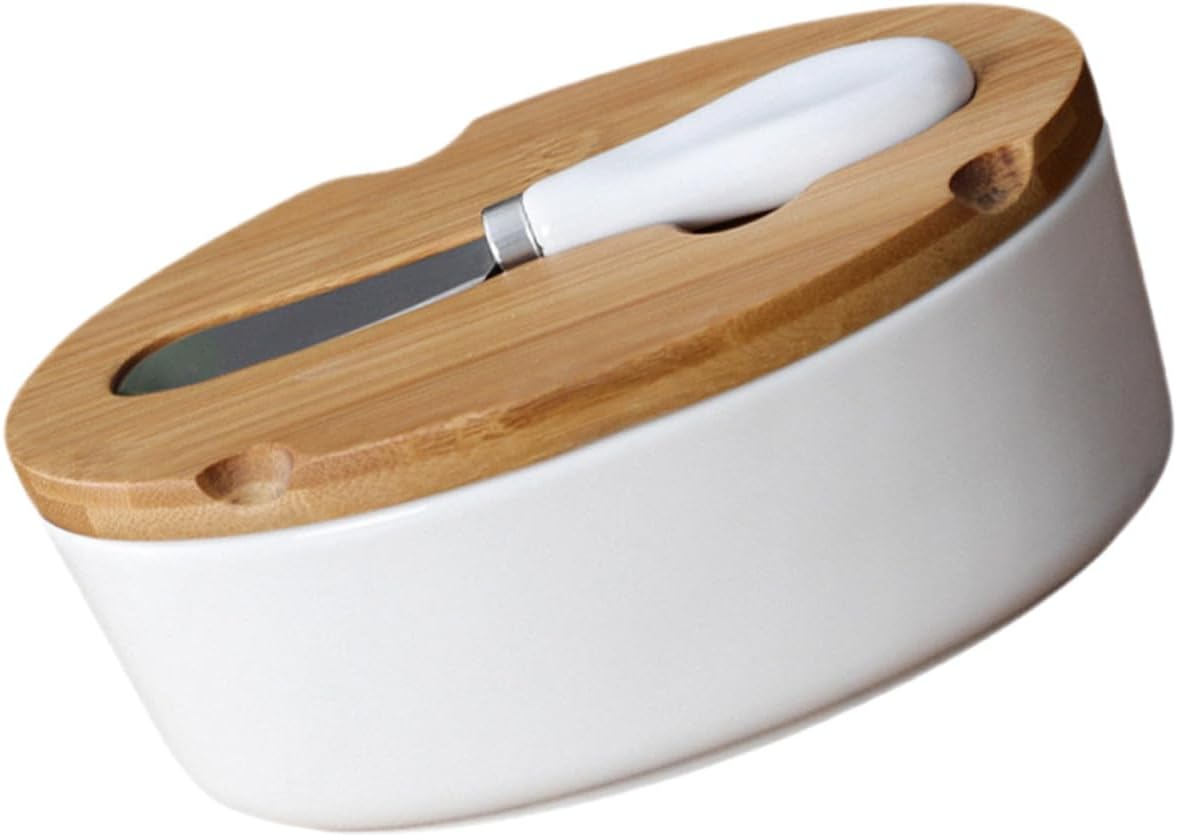 Uonlytech Ceramic Butter Dish with Lid and Butter Slicer for Cheese Preservation Nordic Style for Kitchen and Dining