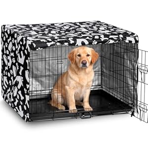 Dog Crate Cover 42 inch, Kennel Cover Fit for Dog Crate, Black/Paw