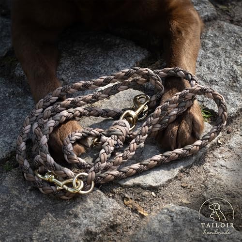 Tailoir Hundeleine 2m geflochten - Leine Hund, Mittelgroße - Große Hunde, Leine verstellbar, Hundeleinen, Dog Leash Führleine, Bissfeste Hundeleine zum Umhängen, Trainingsleine, Freihandleine Paracord