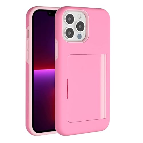 Immagine del prodotto YegaXF Cover per iPhone13 Pro Slot per Schede Color Moda Custodia aPortafoglio 【Antiurto】 pc+TPU,Custodia a Portafoglio con Tasche Porta Carte(rosa)