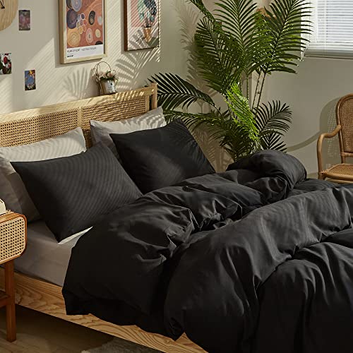 Clothknow Black Comforter Set Full Solid Black Bedding Comforter Sets Full Men Boys Comforter Soft Cozy Black Bed Bedding Set 3Pcs Black Comforter Sets Full #TOP4