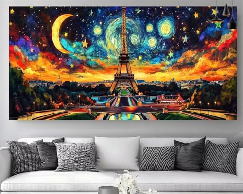 Peinture Diamant 5D Tour Eiffel Grand Format - Kit de Broderie Cristal pour Salon