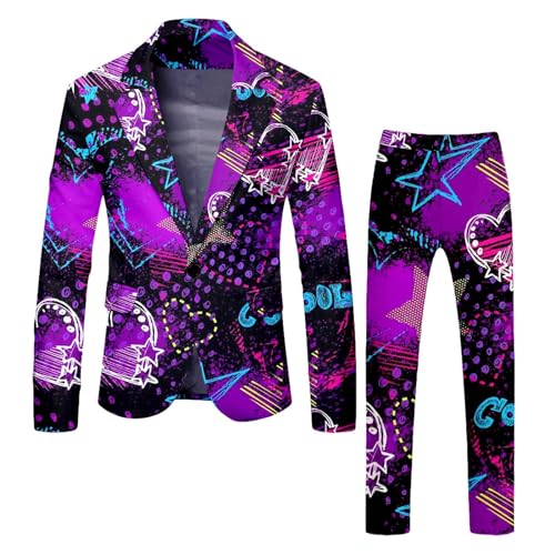 Ensemble deux pièces homme veste pantalon imprimés roses tenue fête