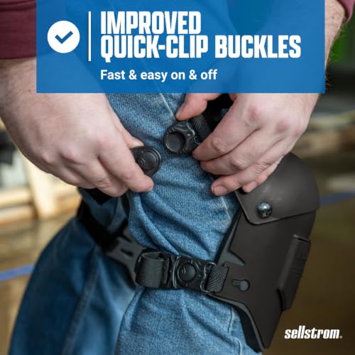 Image of Sellstrom Ultra Flex KneePro Professional Knee Pads for Men & Women with Thick Foam Cushioning & Heavy Duty Hard Outer Shell - Adjustable Straps with Quick-Clips & Ergonomic Metal Hinges - for Construction Work, Gardening, Roofing, Flooring