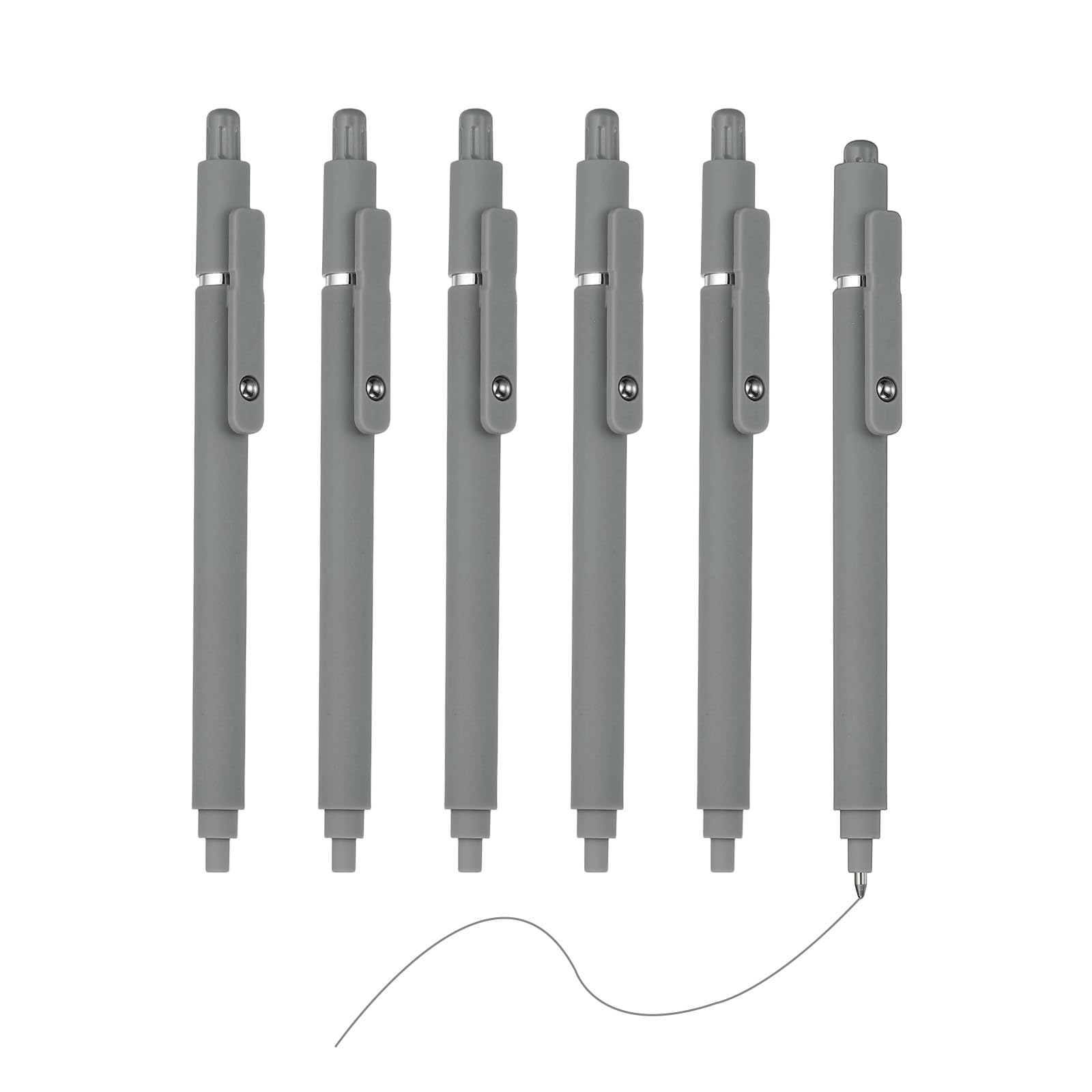 PATIKIL 6 Pack Retractable Pens 0.5mm, Grey Gel Ink Pens Retractable Ballpoint Pen Fine Point Smooth Writing Cute for Office Home Supplies Journaling Notebook Gifts, Grey