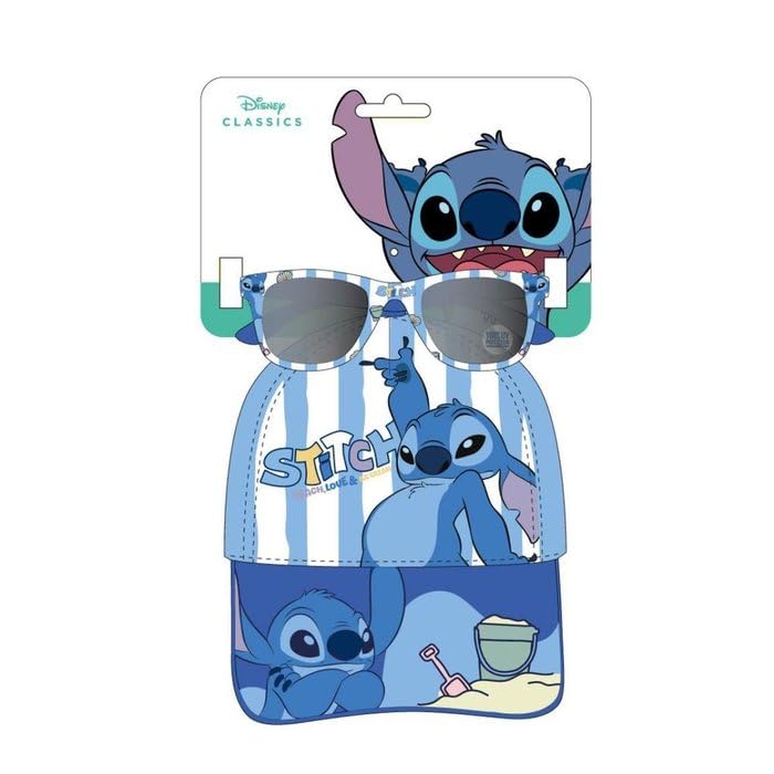 Stitch Mütze mit Sonnenbrille Set - Disney Kinder Kappe und Brille im Stitch Design