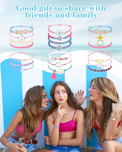 Image of Hicarer 21 Pc Friendship Bracelets Drawstring Anklets