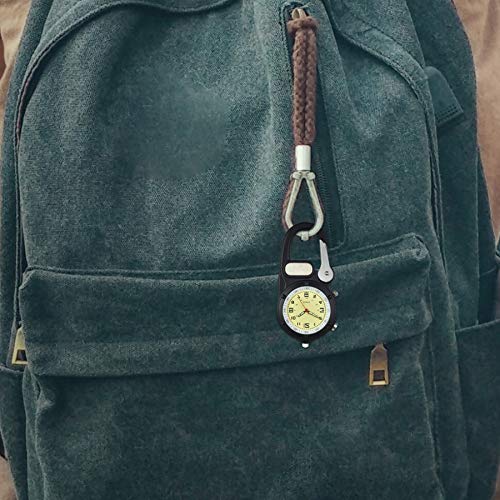 Image of JewelryWe Men Women Clip-on Quartz Watch Backpack Fob Belt Watch Luminous Mini Microlight Pocket Watch for Rock Climbing Doctors Nurses Outdoor Activities for Mother's Day