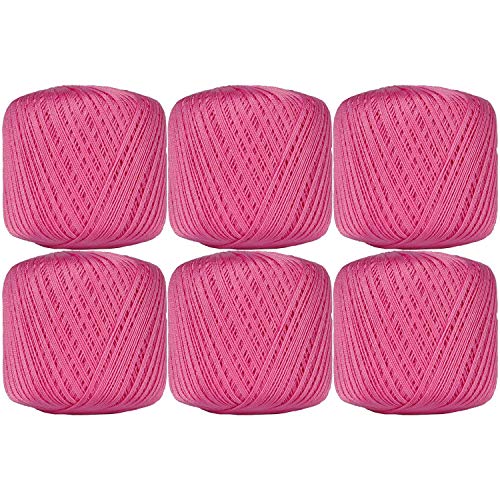 Image of ThreadArt 100% Cotton Crochet Thread Size 10, 6 Ball Pack, Hot Pink 35 | Soft pure cotton crochet thread for lace, doilies, amigurumi and crafts. Smooth finish with crisp stitch definition.