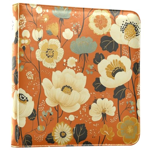 Kigai Boho Flowers Photo Album Self Adhesive Scrapbook Album Leather Cover DIY Picture Scrap Book with 20 Adhesive Sheets, 11.8x24x0.8 inch