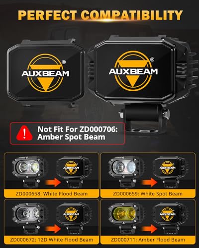 Image of Auxebam 4 inch Black Offroad Light Covers, 2Pcs LED Cube Pod Cover Waterproof Polycarbonate Protective Lens for LED Cube Lights Driving Fog Light (Not Fit for Amber Spot Beam 'ZD000706')
