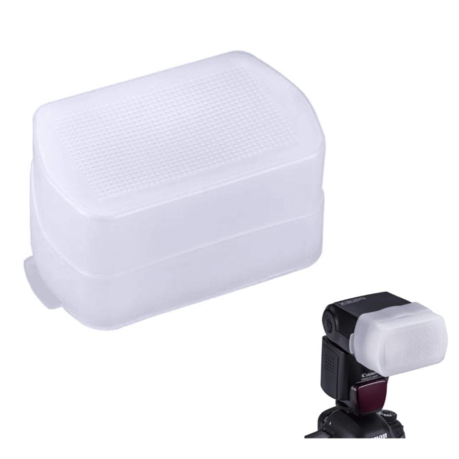 Universal Flash Bounce Diffuser Omni Reflector for On-Camera or Off-Camera Flash Gun, White Plastic Flash Cap Bouncer for Speedlight & DSLR Cameras, Softens Light for Professional Photography-picture-17