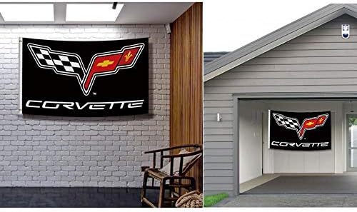 Miniatura 2 de ENMOON Bandera para Corvette Racing Chevy (3 x 5 pies, color vivo, poliéster 150D) impresión HD, dos ojales de latón para garaje