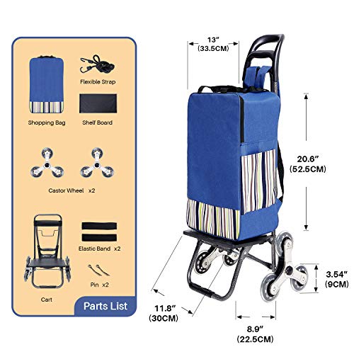 image for HOUSE DAY Foldable Shopping Cart with Super Easy Loading Stair Climber