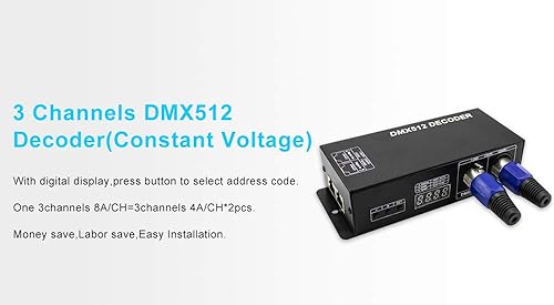 Miniatura 5 de Controlador Dmx 3CH dmx 512 controlador Dmx Decodificador para tira LED RGB o luces controlador Dmx512 Decodificador de pantalla digital,