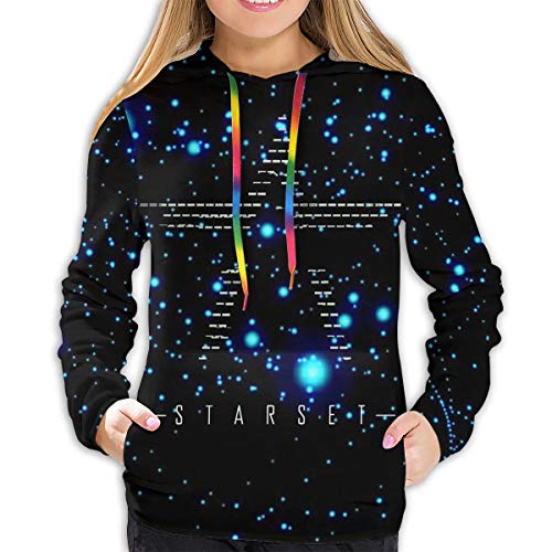 Starset Women's Hoodies Sweatshirts 3D Drawstring Hoodie Pullover Tops S Black