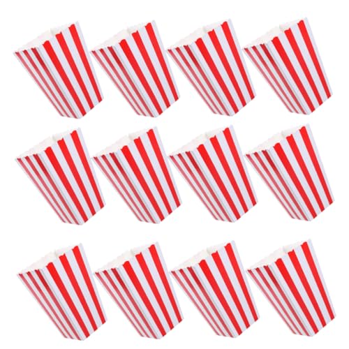 STOBAZA 48 Piezas Cajas de Rayas Rojas Resistentes para Snacks Contenedores Multiusos para Fiestas Noches de Cine y Carnavales