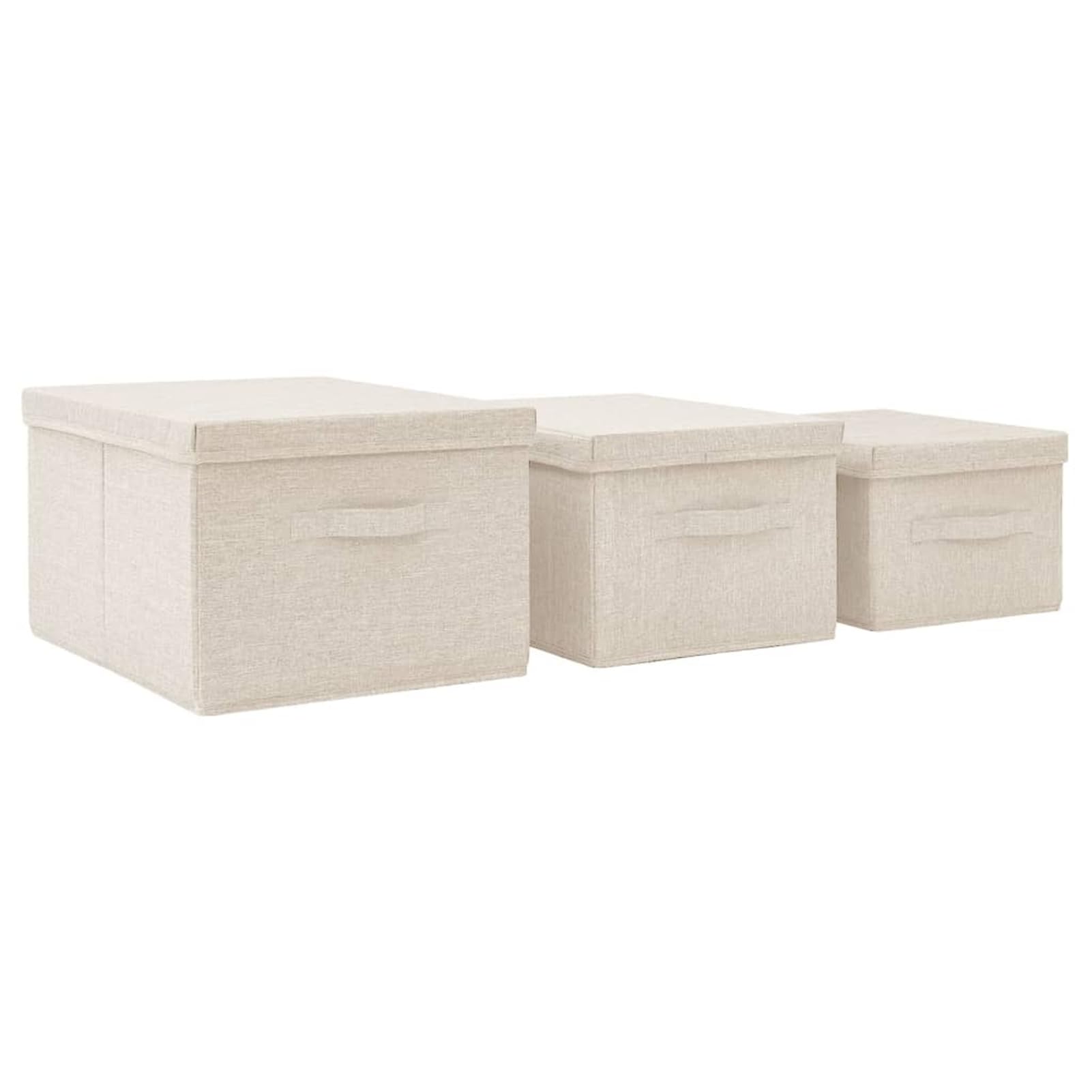 Faltbare Aufbewahrungsboxen Set aus Stoff, 3 Größen, Cremefarben, 45x34x25 cm / 40x30x22 cm / 35x26x19 cm, für Spielzeug, Kleidung und Bücher im Schrank 332920